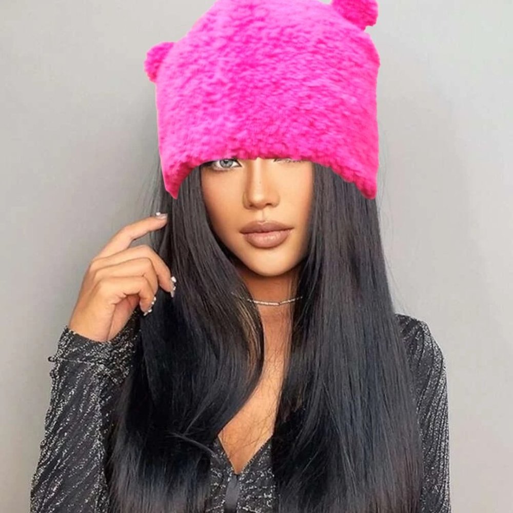 juicy pink comfy bunny beanie
